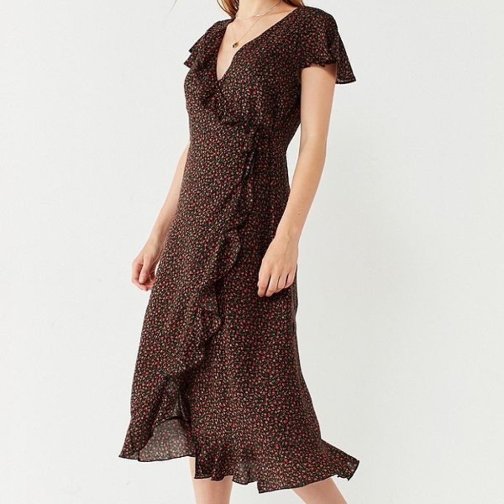 Kimchi Blue Ruffle Midi Wrap Dress